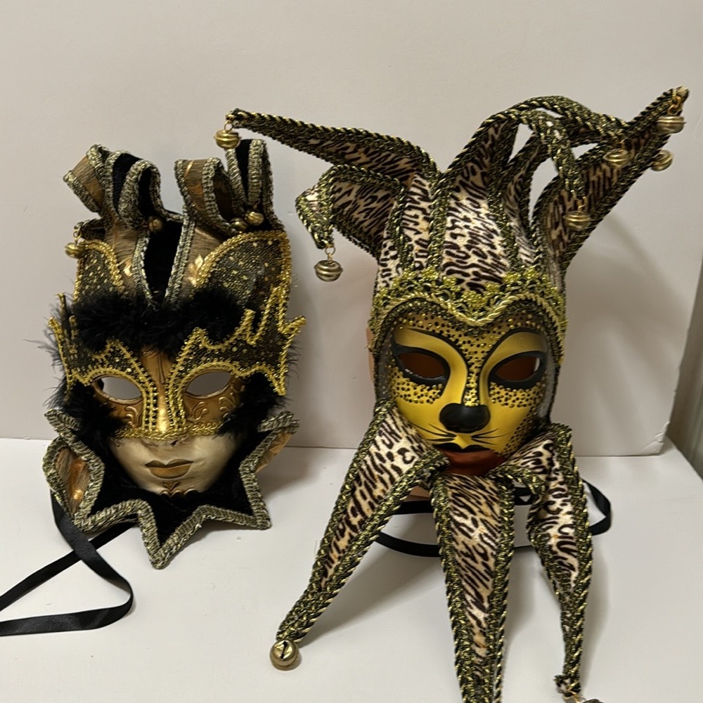 2 Vintage Elegant Venetian Masquerade Mask - Picture 1 of 15